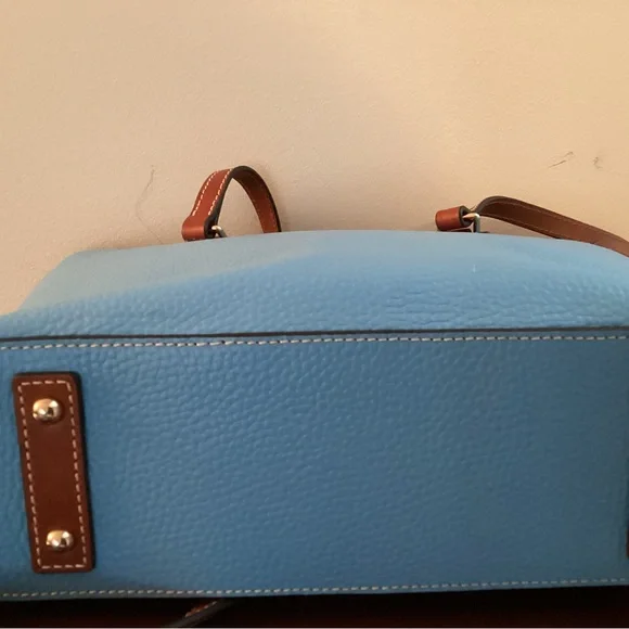 Dooney & Bourke Blue Pebbled Leather Satchel Handbag w Dust Bag - Picture 5 of 9